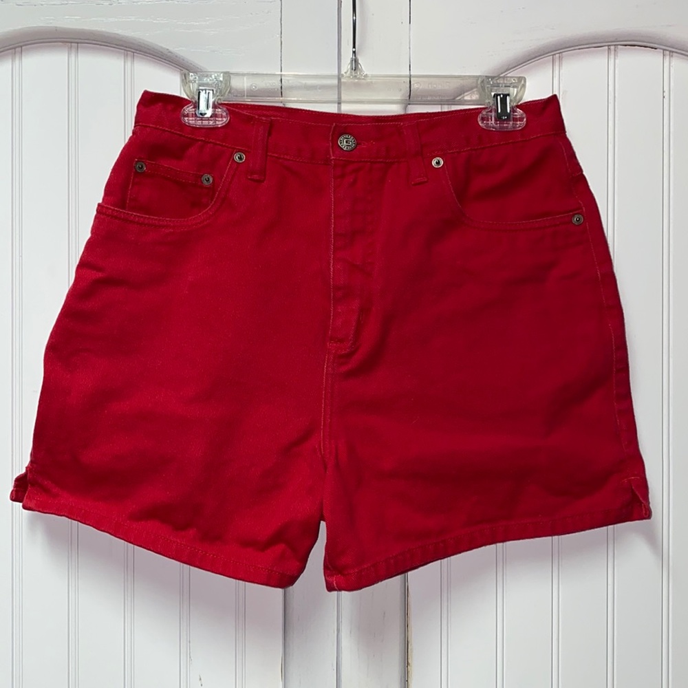 90s Generra Red Wide Leg Denim Jean Shorts 27 Vintage